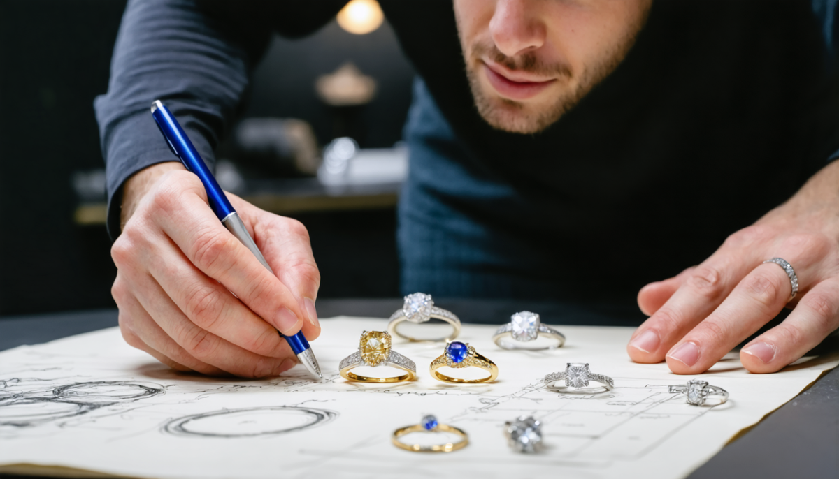 découvrez notre guide complet pour concevoir votre bague sur mesure, étape par étape, et créez un bijou unique qui vous ressemble.